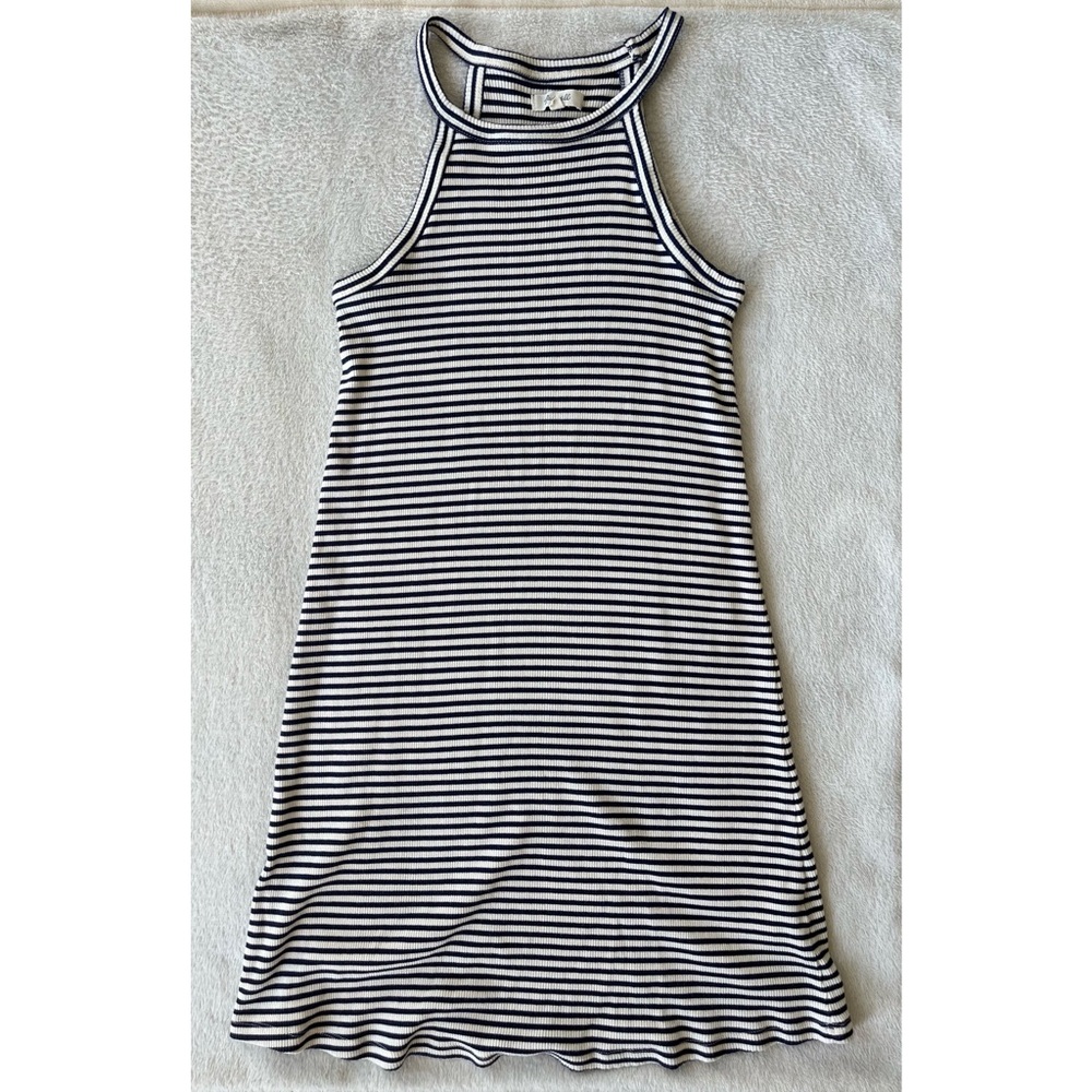 Madewell White and Blue Striped Sleeveless Dress